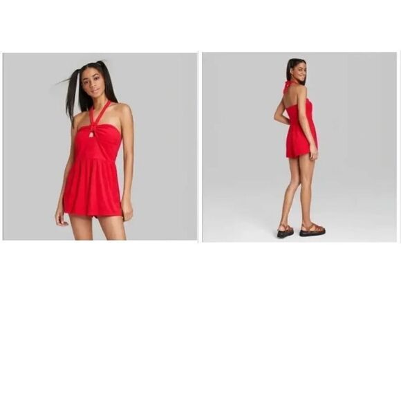 WILD FABLE Terry Cloth Halter Neck Romper Swim Cover Up *NWOT* - Picture 1 of 11